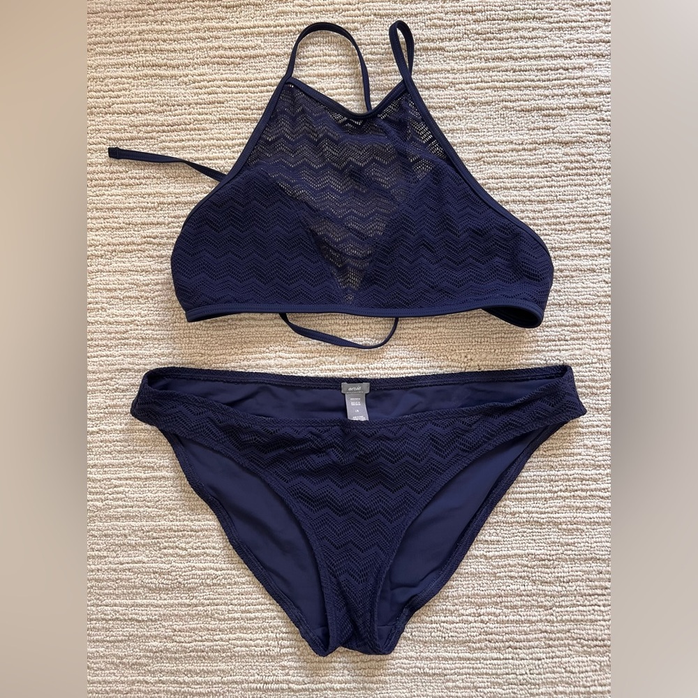 Aerie Crochet Navy Bikini Swimsuit